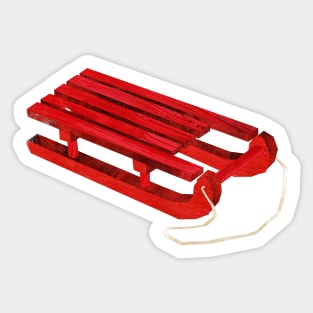 Red wooden sledge Sticker